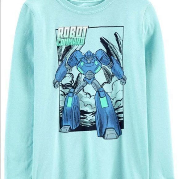 Carter’s Kid boys tee jersey 5/5A long sleeves light blue NWT - Picture 2 of 7